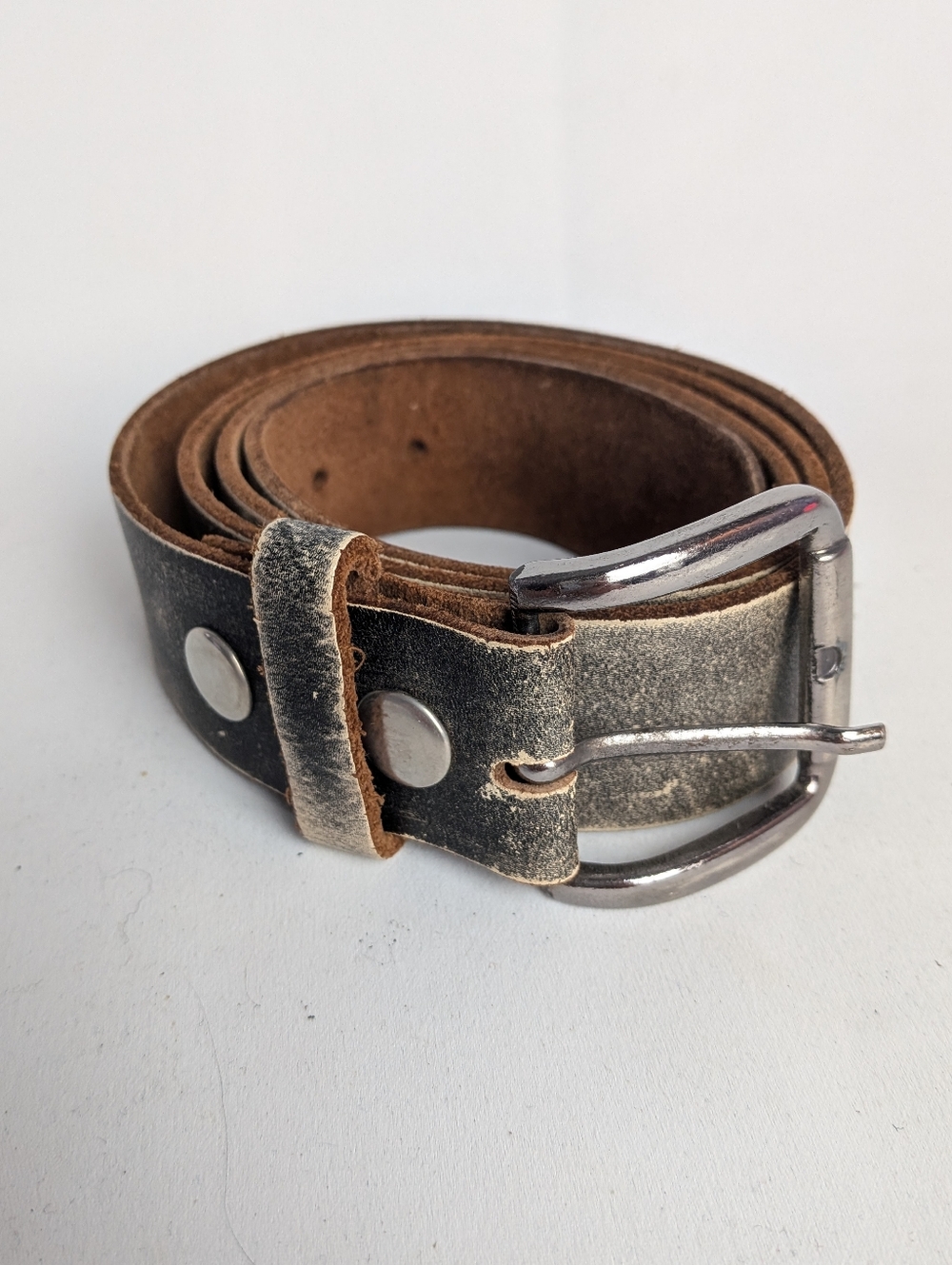 LEATHER Distressed Unisex Belt Used Effect No Size Fits XL